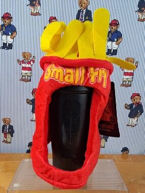 Pet Costume Frenchy Fry Hood Cat Or Dog Halloween Adjustable Velcro Back M/L